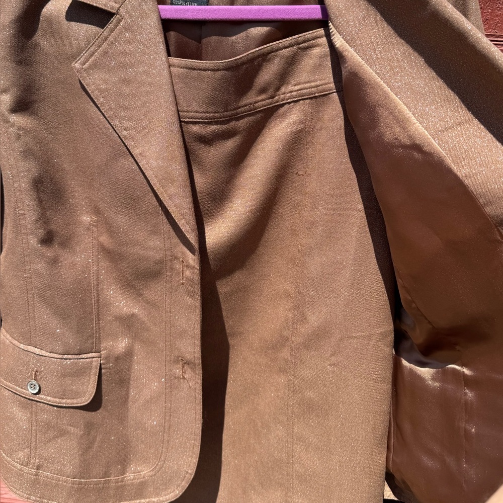 Terry Lewis Classic Luxuries Brown Sparkle Skirt Suit Set - Picture 7 of 9